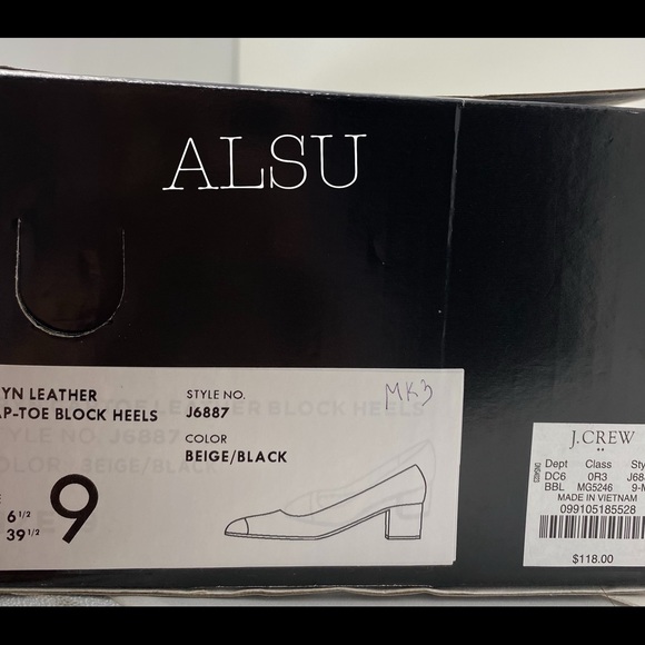 J.Crew Bryan Leather Cap-Toe Block Heels Beige - Picture 8 of 8